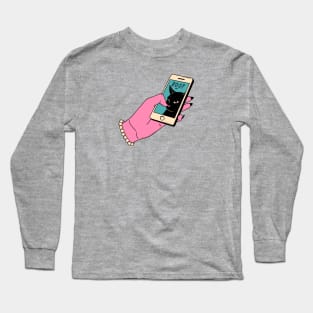 Boop Nose Black Cat in beige Long Sleeve T-Shirt